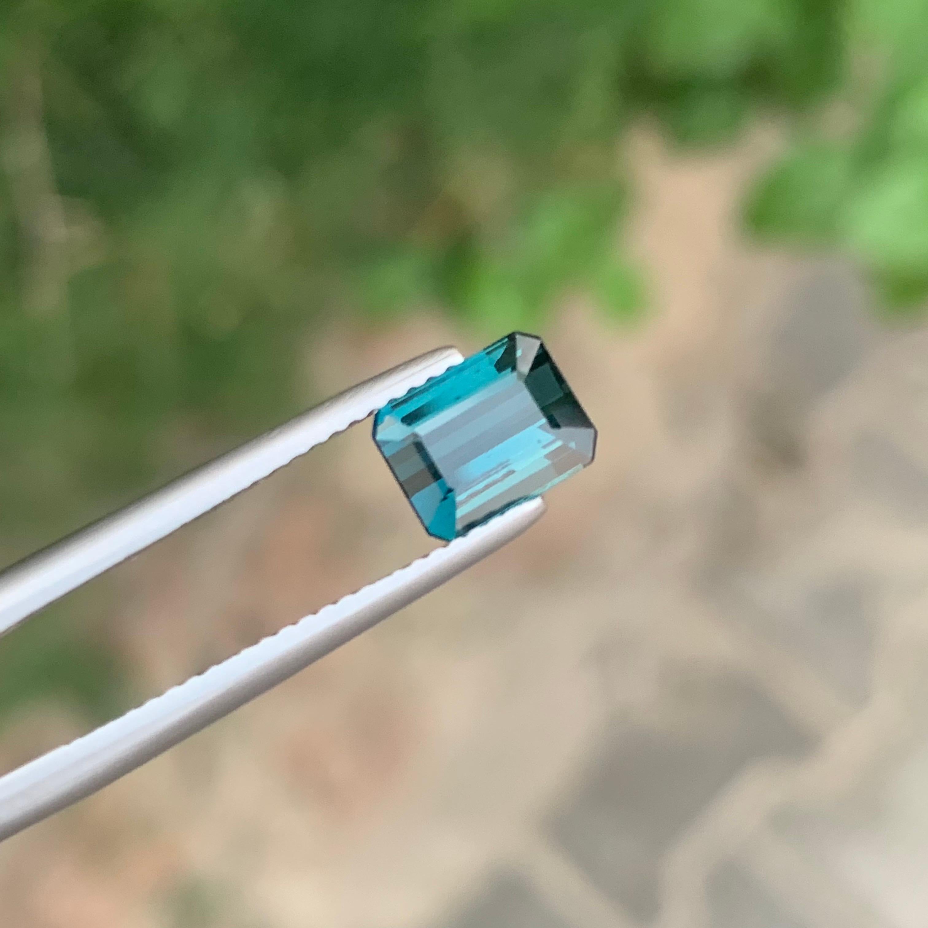 1.90 Carat Natural Loose Indicolite Tourmaline Emerald Shape Gemstone For Sale 3