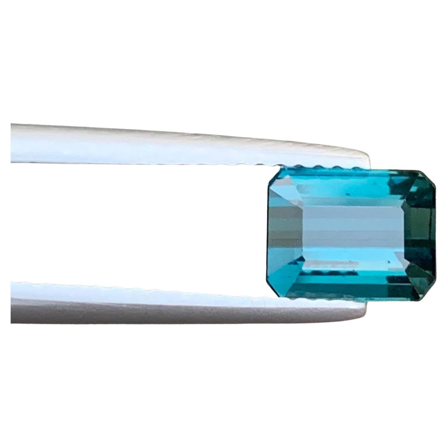 1.90 Carat Natural Loose Indicolite Tourmaline Emerald Shape Gemstone For Sale