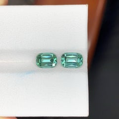 1.90 Carat Natural Loose Lagoon Green Tourmaline Pair Cushion Cut Afghan Gems