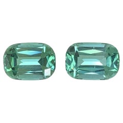 1.90 Carat Natural Loose Lagoon Green Tourmaline Pair Cushion Cut Afghan Gems