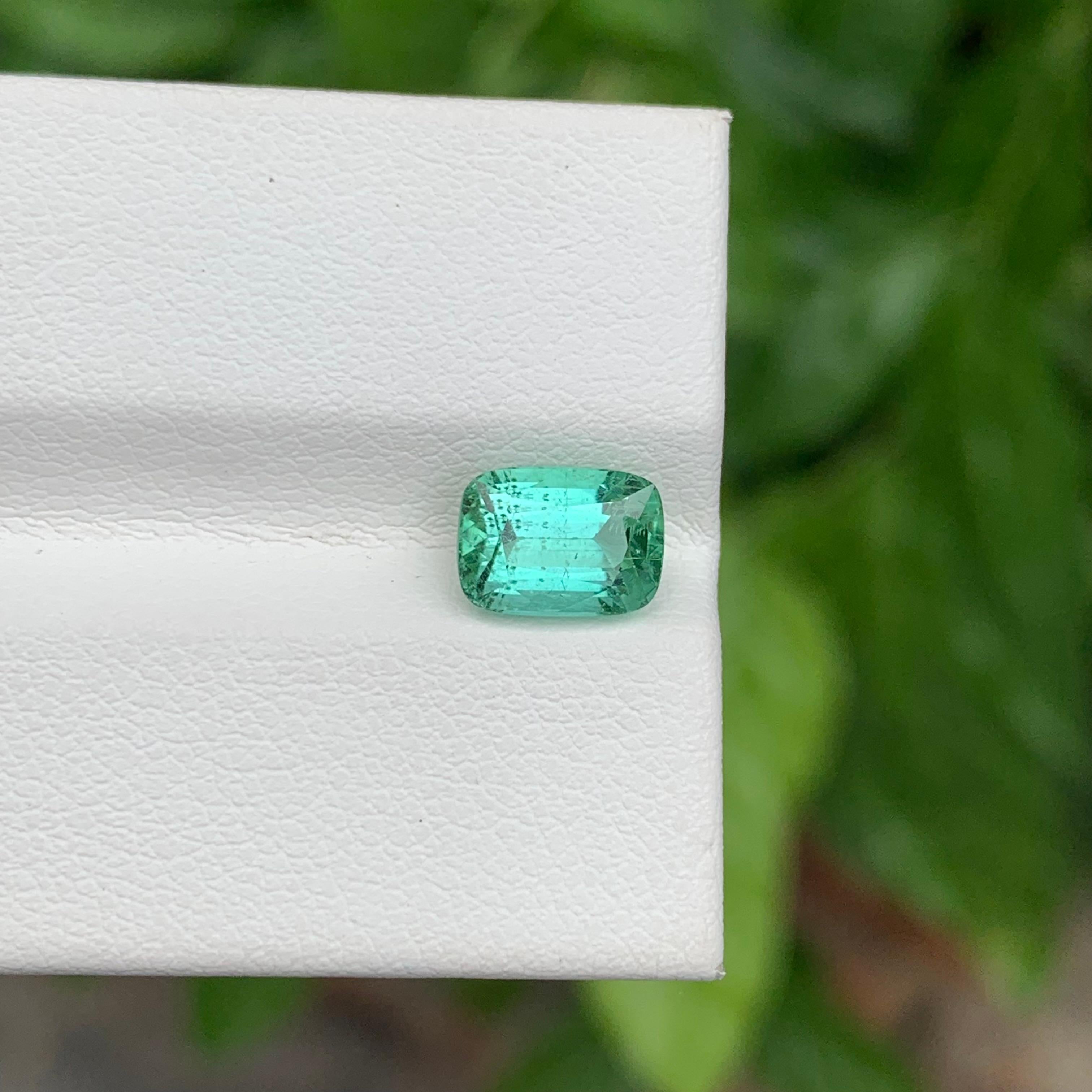 Tourmaline verte menthe naturelle non sertie de 1.90 carat en forme de coussin pour bijoux en vente 2