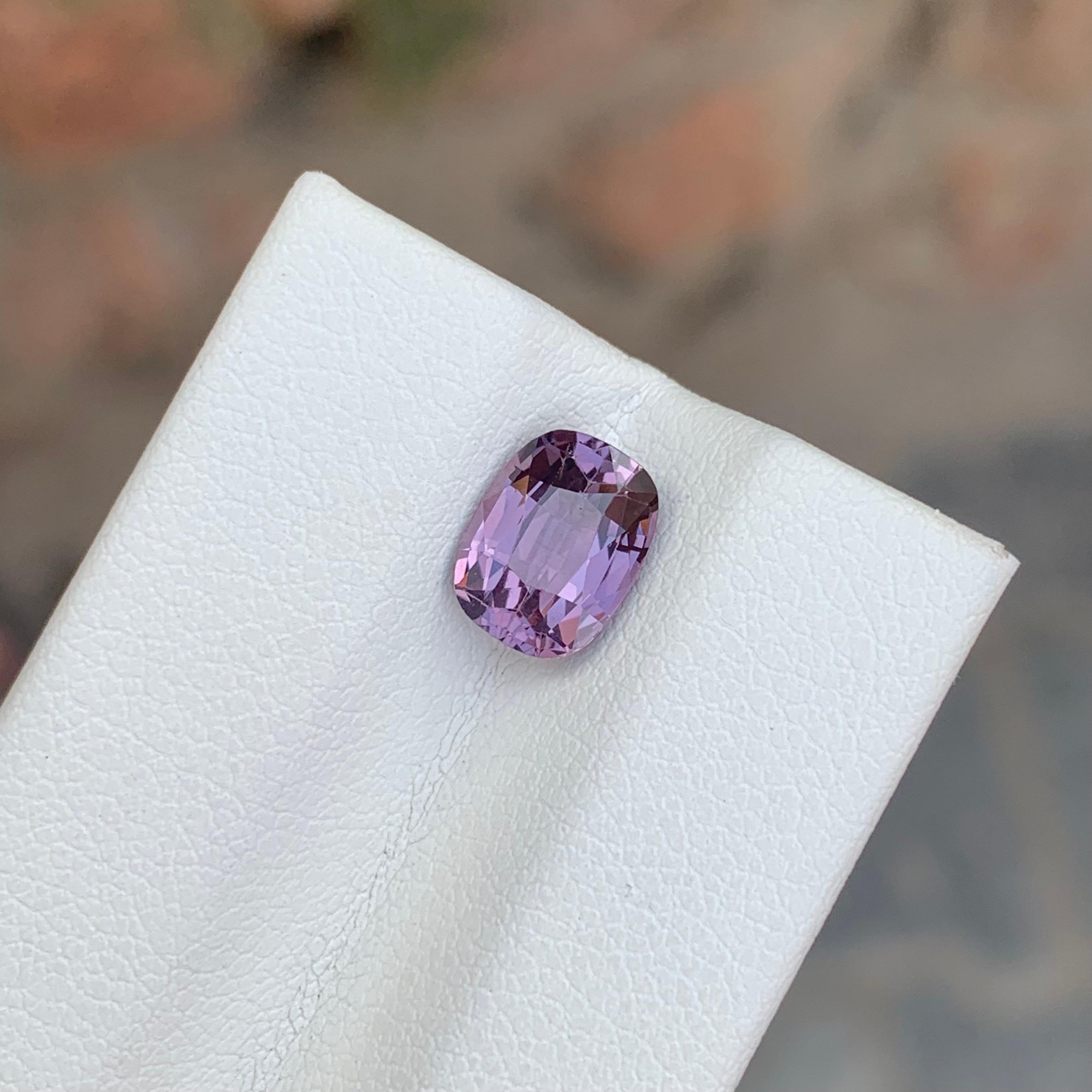 Cushion Cut 1.90 Carat Natural Loose Purplish Pink Spinel From Myanmar Mine For Sale