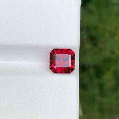 1.90 Carat Natural Loose Red Garnet Stone Asscher Fancy Cut Tanzanian Gemstone