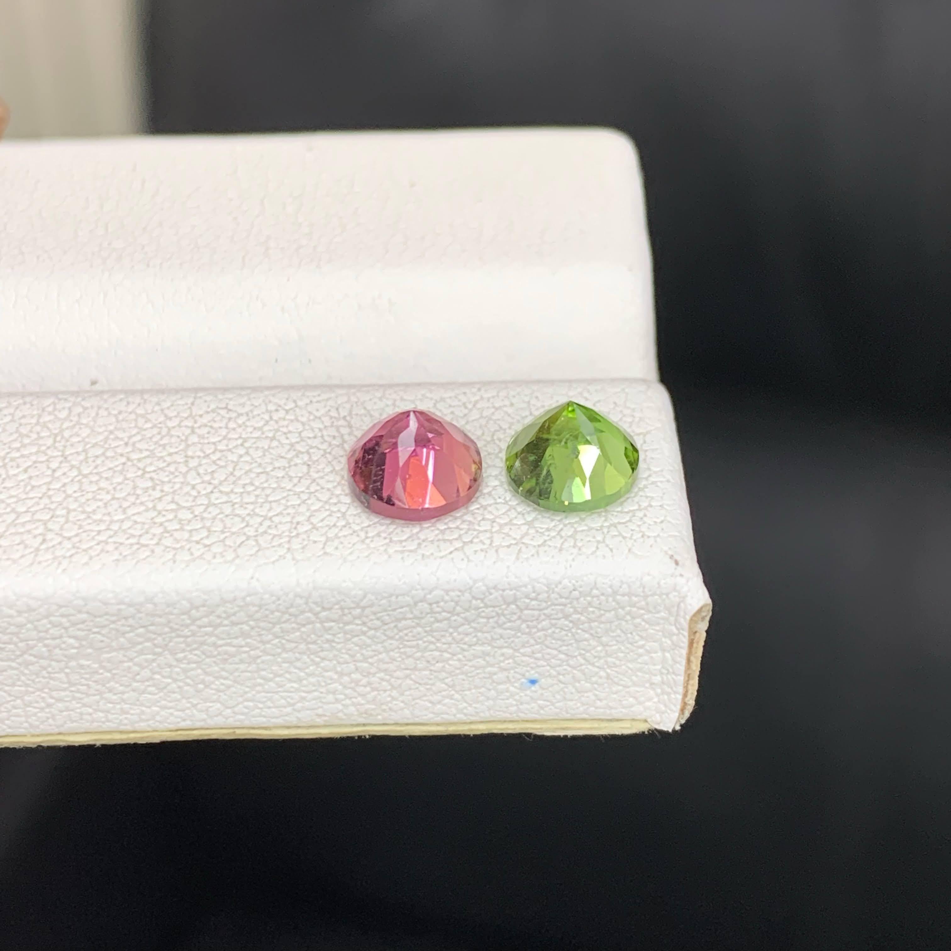 1.90 Carat Natural Loose Reverse Color Tourmaline Pair Round Cut Afghan Gemstone in vendita 4