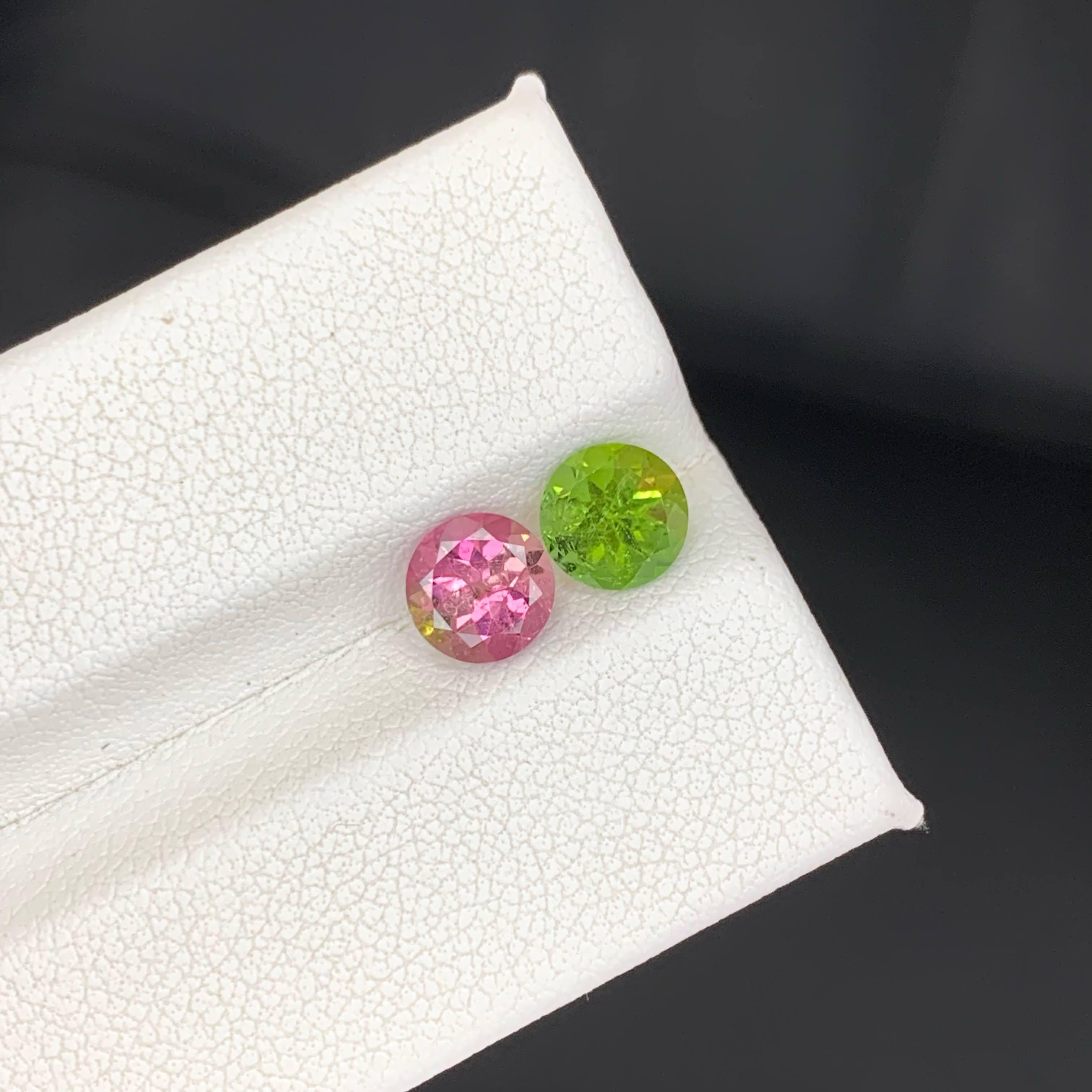 da uomo o donna 1.90 Carat Natural Loose Reverse Color Tourmaline Pair Round Cut Afghan Gemstone in vendita