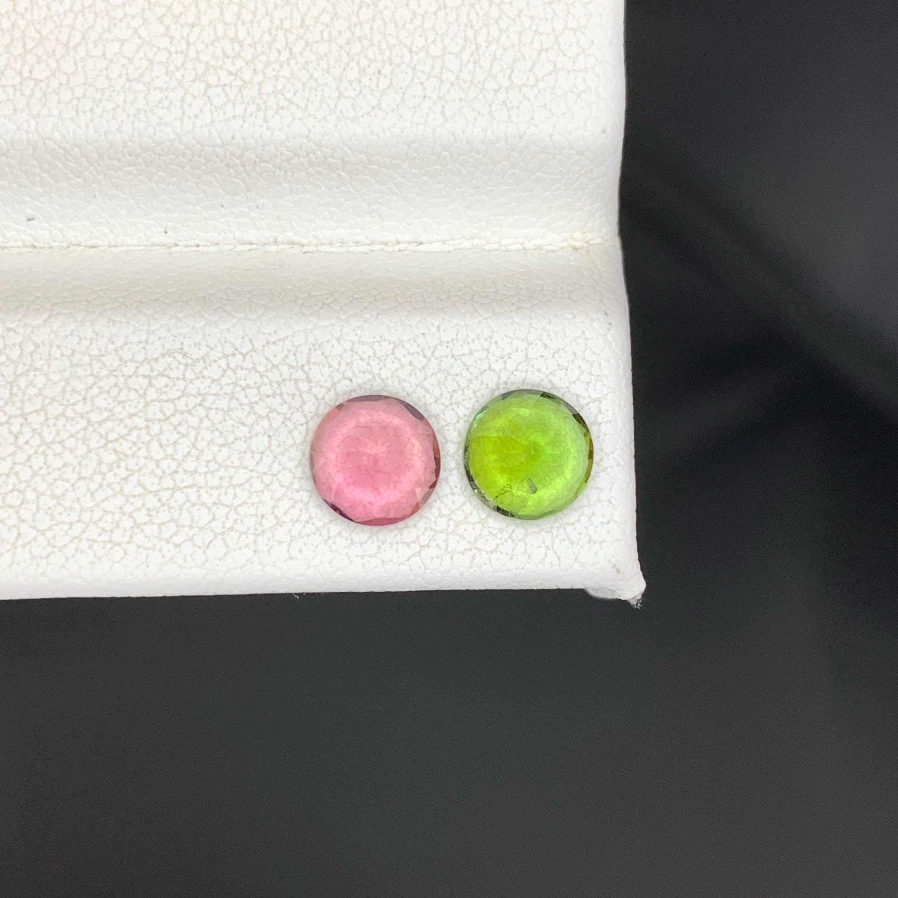 1.90 Carat Natural Loose Reverse Color Tourmaline Pair Round Cut Afghan Gemstone in vendita 3