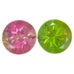 1.90 Carat Natural Loose Reverse Color Tourmaline Pair Round Cut Afghan Gemstone