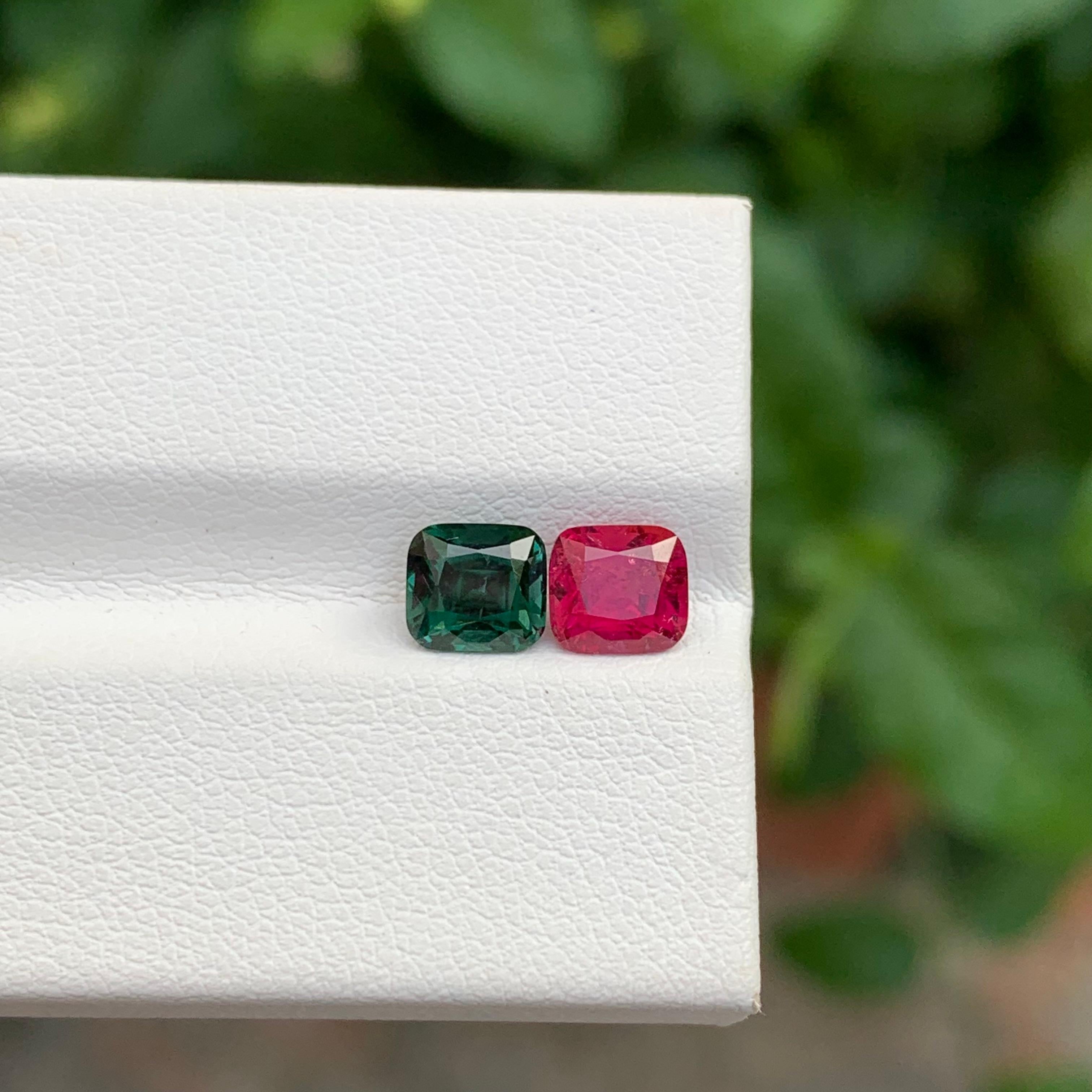 Paire de tourmalines naturelles non serties de 1,90 carat en forme de coussin pour boucles d'oreilles Neuf - En vente à Peshawar, PK