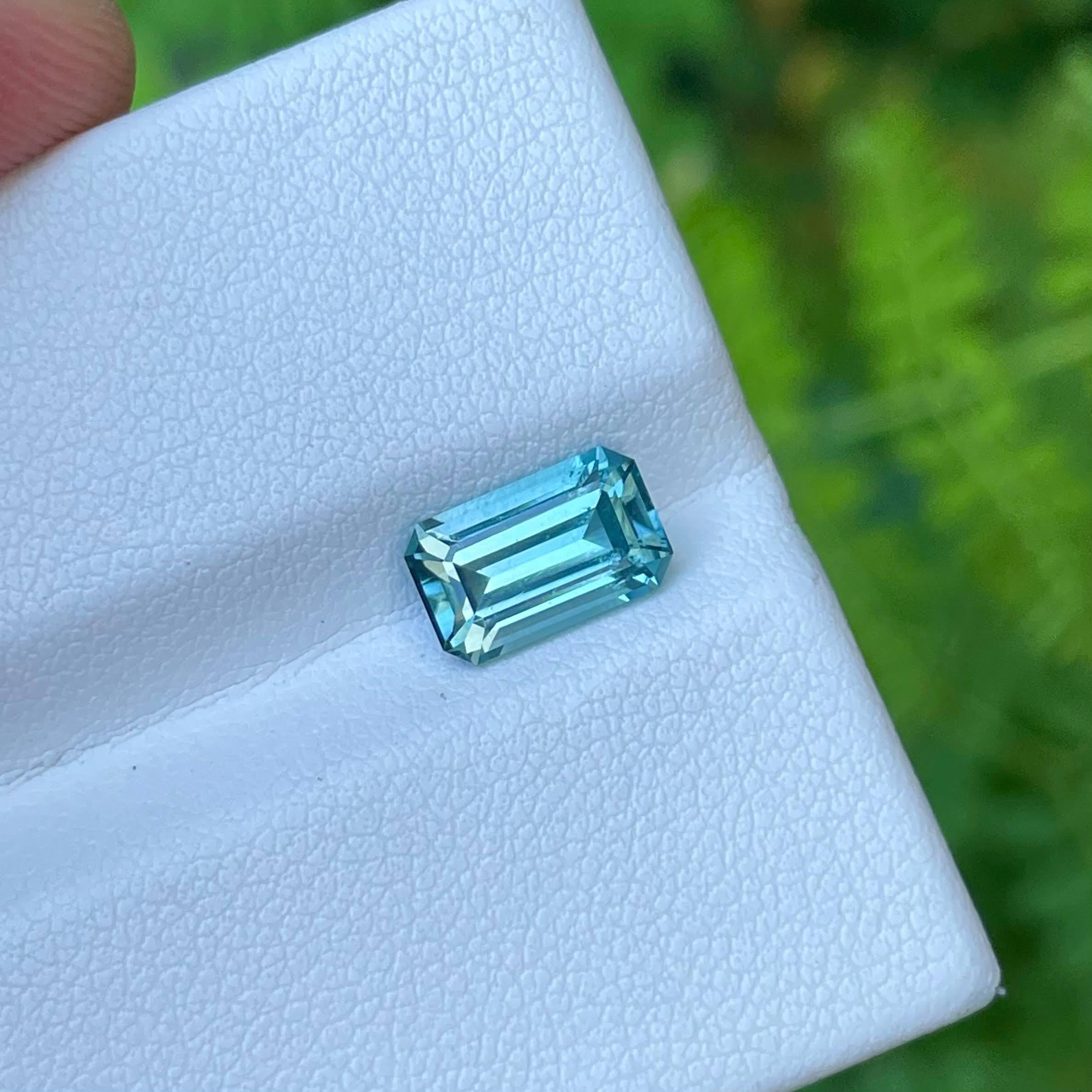 Modern 1.90 Carat Natural Loose Seafoam Blue Tourmaline Emerald Cut Afghan Gemstone For Sale