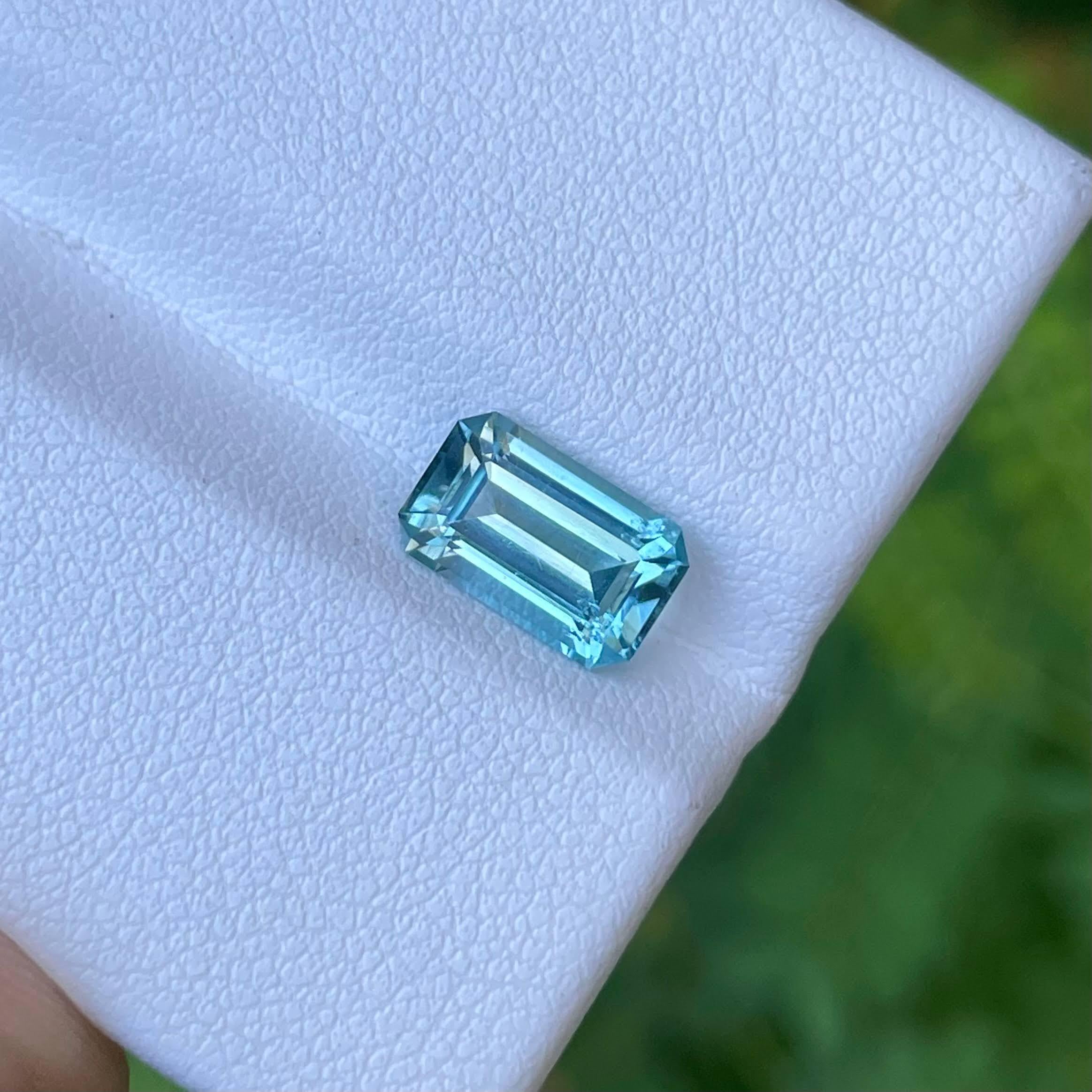 1.90 Carat Natural Loose Seafoam Blue Tourmaline Emerald Cut Afghan Gemstone In New Condition For Sale In Bangkok, TH