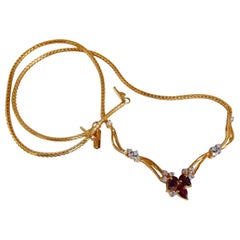 1.90 Carat Natural Ruby Diamonds Lariat Necklace 14 Karat*
