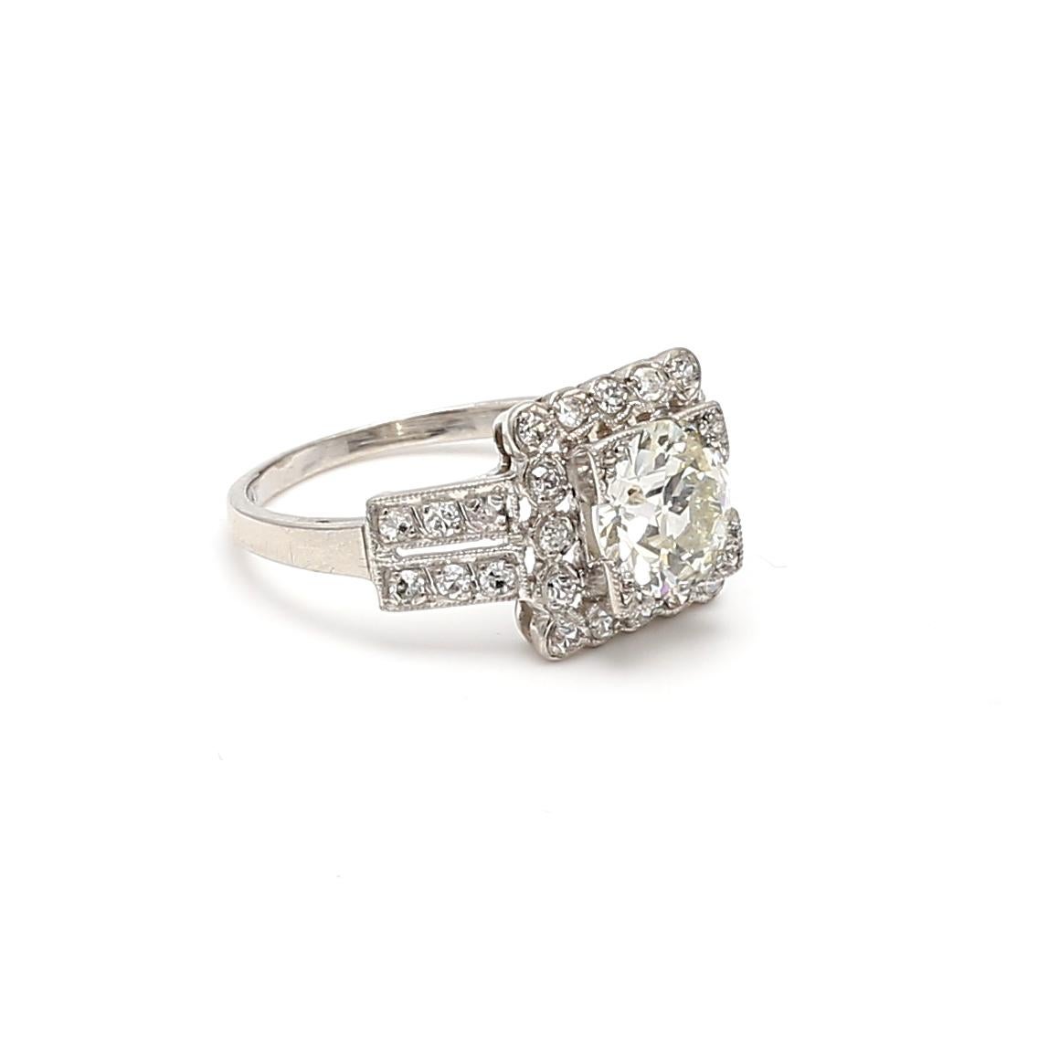 Title:
1.90 Carat Old European Cut J VVS1-VVS2 Diamond Platinum Engagement Ring


Style:
Engagement


Metal:
Platinum


Gemstone 1:
1.5 Carat Diamond


Number of Stones:
1


Color:
J


Clarity:
VVS1


Shape:
Old European Cut


GIA:
DIAM OE J VVS1