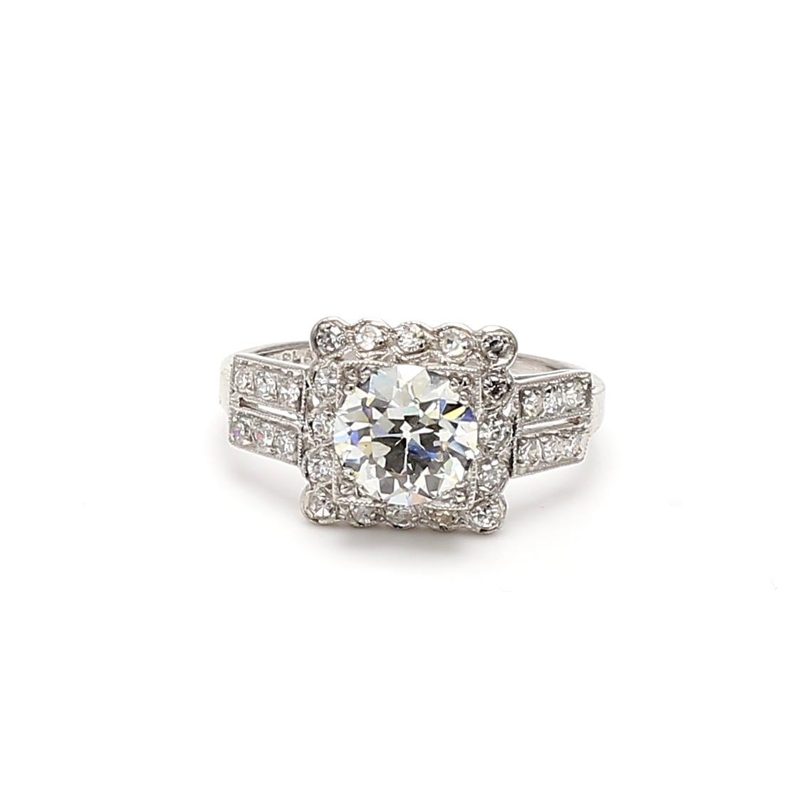 Bague de fiançailles en platine avec diamant taille européenne ancienne J VVS1-VVS2 de 1,90 carat en vente 4