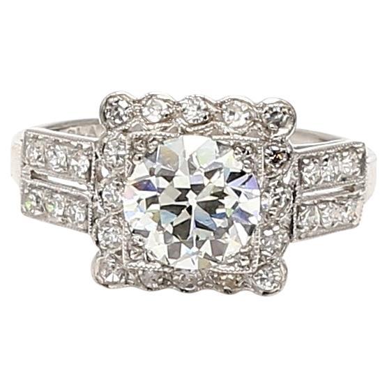 1.90 Carat Old European Cut J VVS1-VVS2 Diamond Platinum Engagement Ring