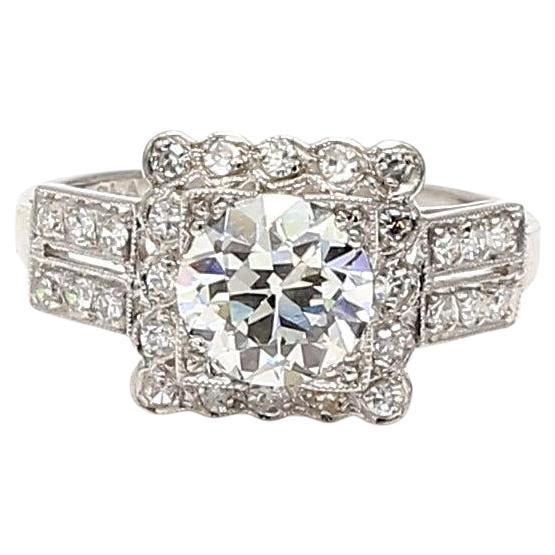 1.90 Carat Old European Cut J VVS1-VVS2 Diamond Platinum Engagement Ring