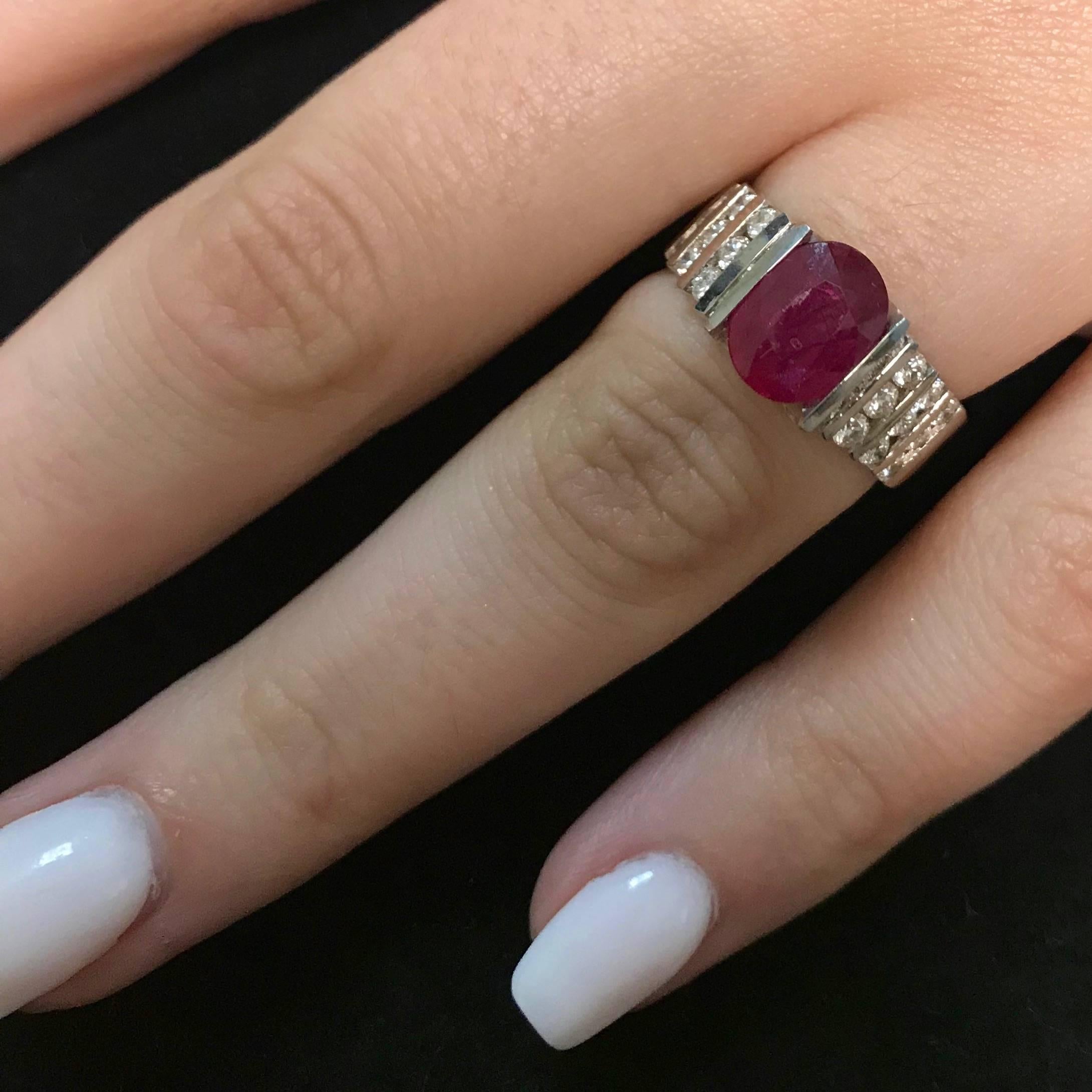 Contemporary 1.90 Carat Oval Ruby and 0.90 Carat Diamond Ring