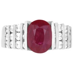1.90 Carat Oval Ruby and 0.90 Carat Diamond Ring