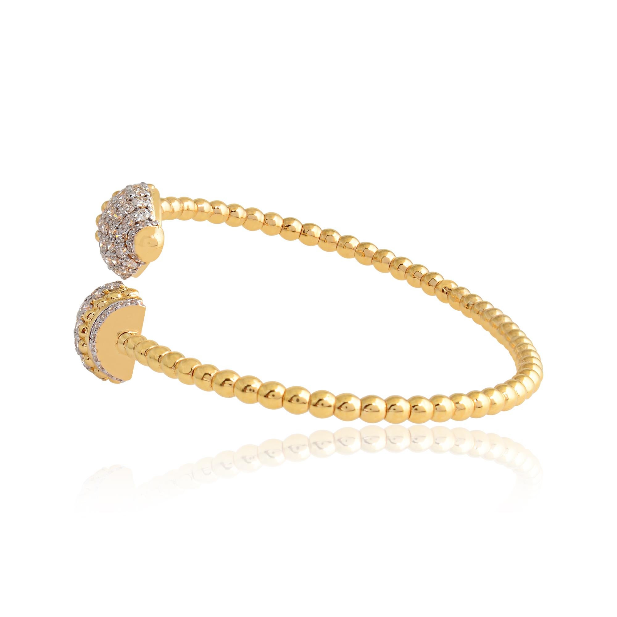 Modern 1.90 Carat Pave Diamond Wrap Bangle Bracelet Solid 18k Yellow Gold Fine Jewelry For Sale