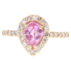 Anello di fidanzamento in oro rosa 14 carati con diamante e zaffiro rosa da 1,90 carati