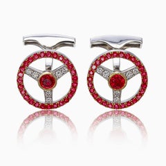 1.90 Carat Ruby and Diamond Cufflinks in 18 Karat White Gold