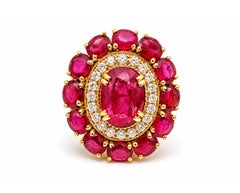 1.90 Carat Ruby Diamond Cocktail Ring 14K Gold Ruby Diamond Engagement Ring