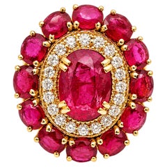 1.90 Carat Ruby Diamond Cocktail Ring 14K Gold Ruby Diamond Engagement Ring