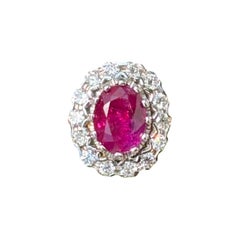 1,90 Karat Rubin & OMC Diamant-Ring mit Nieten aus 18 Karat Weißgold