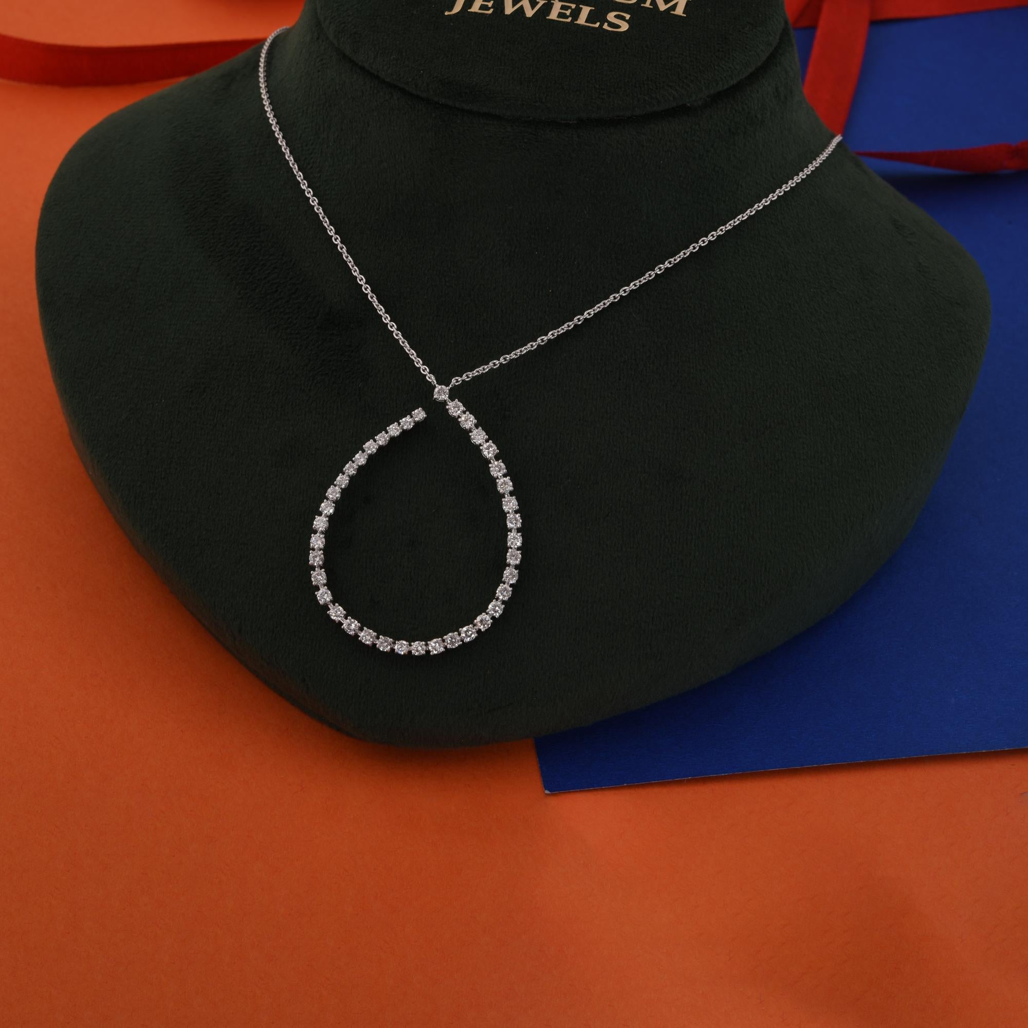 Taglio rotondo 1,90 Carati SI Chiarezza HI Colore Collana con ciondolo in oro bianco 14 Karati in vendita