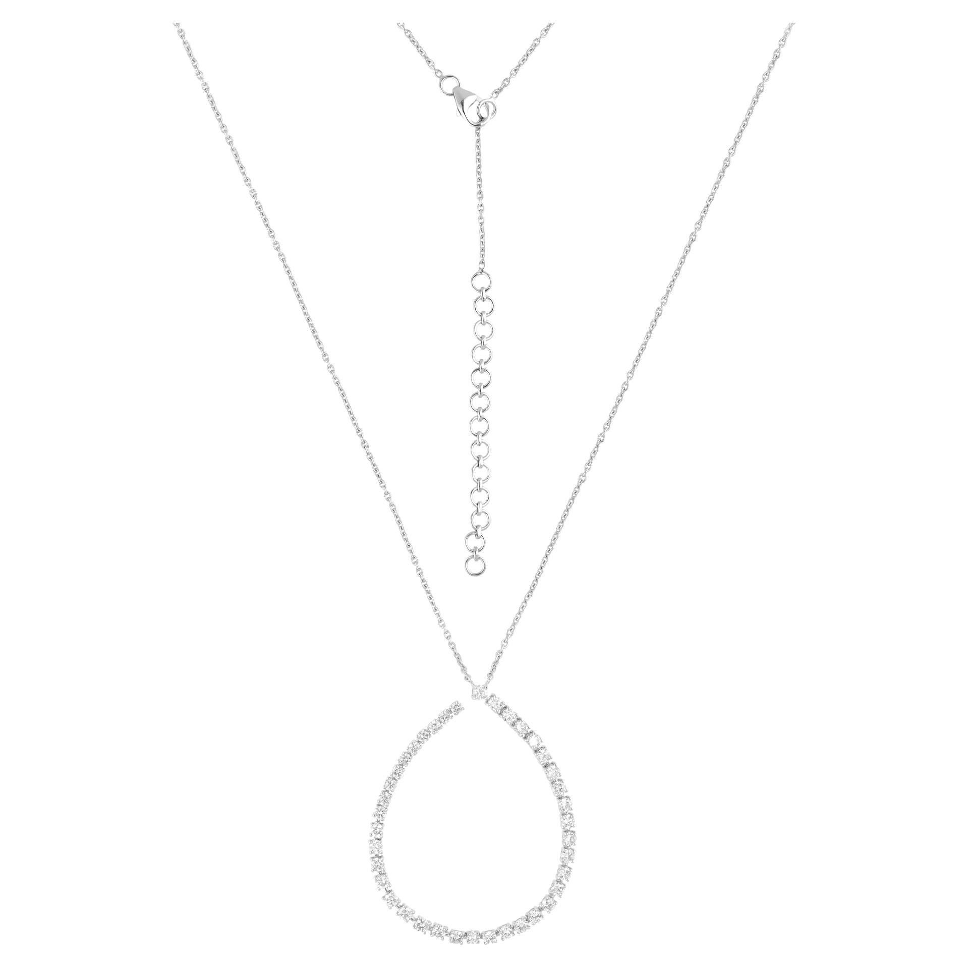 Collier pendentif en or blanc 14 carats avec diamants de 1,90 carat de pureté SI de couleur hi-colore