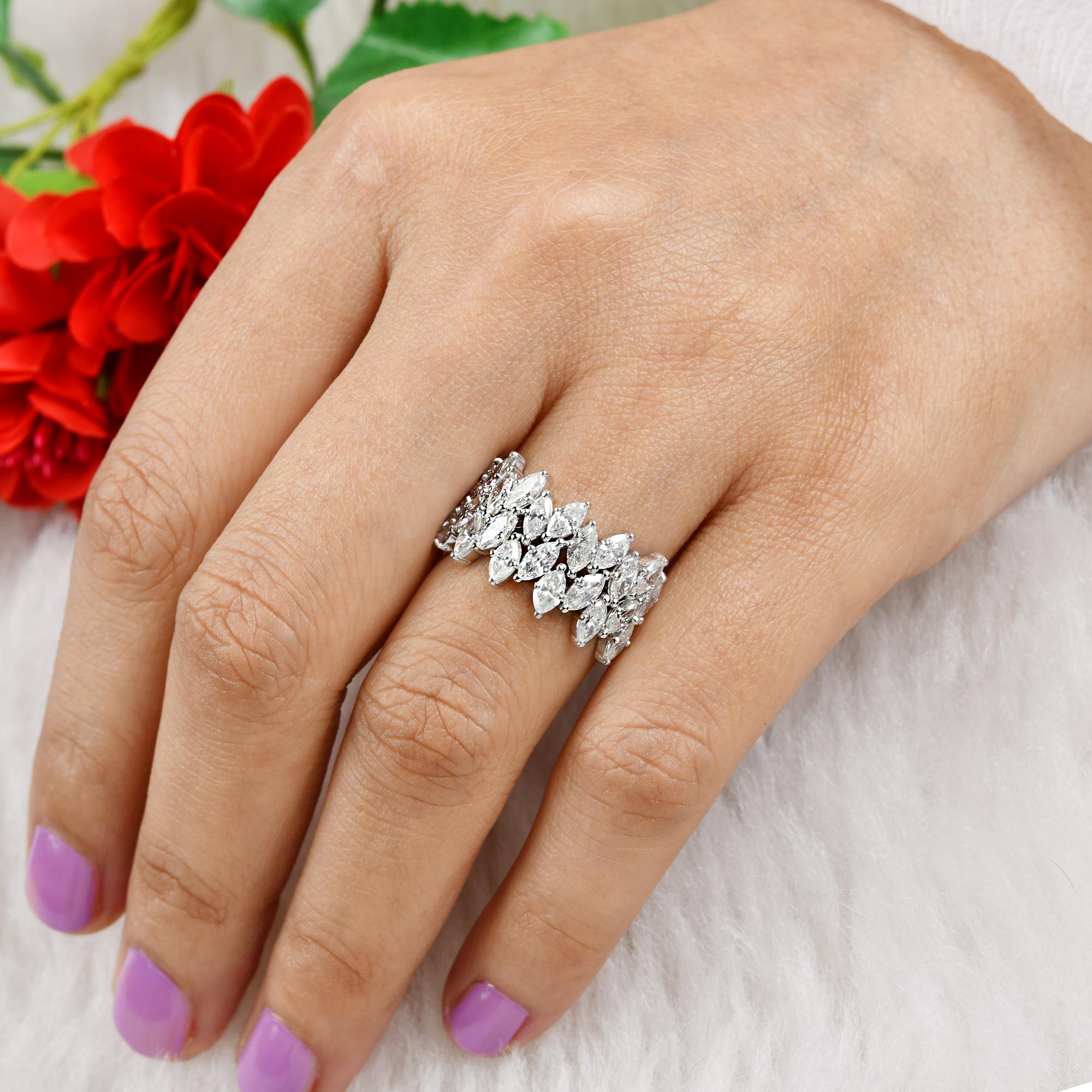 1,90 quilates SI Claridad HI Color Anillo de diamantes marquesa Joyas de oro blanco de 18 quilates en Nuevo estado para la venta en Diera, Dubai