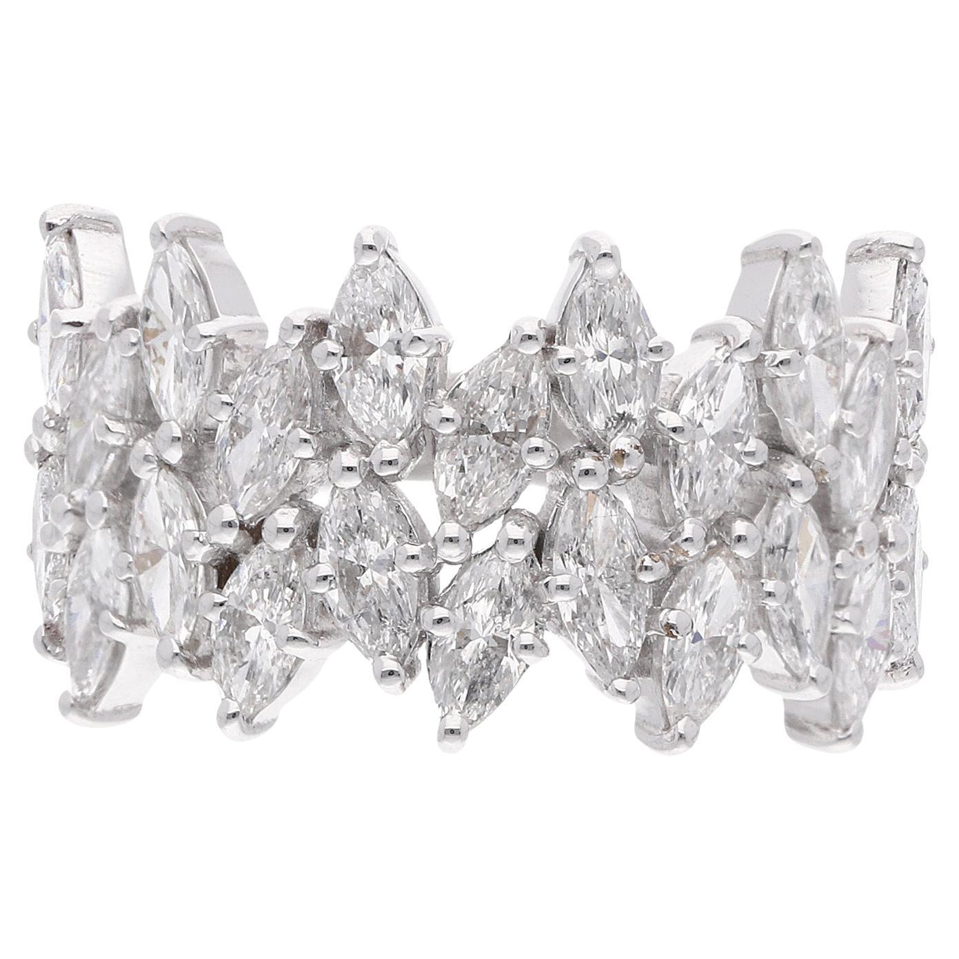 1.90 Carat SI Clarity HI Color Marquise Diamond Ring 18 Karat White Gold Jewelry