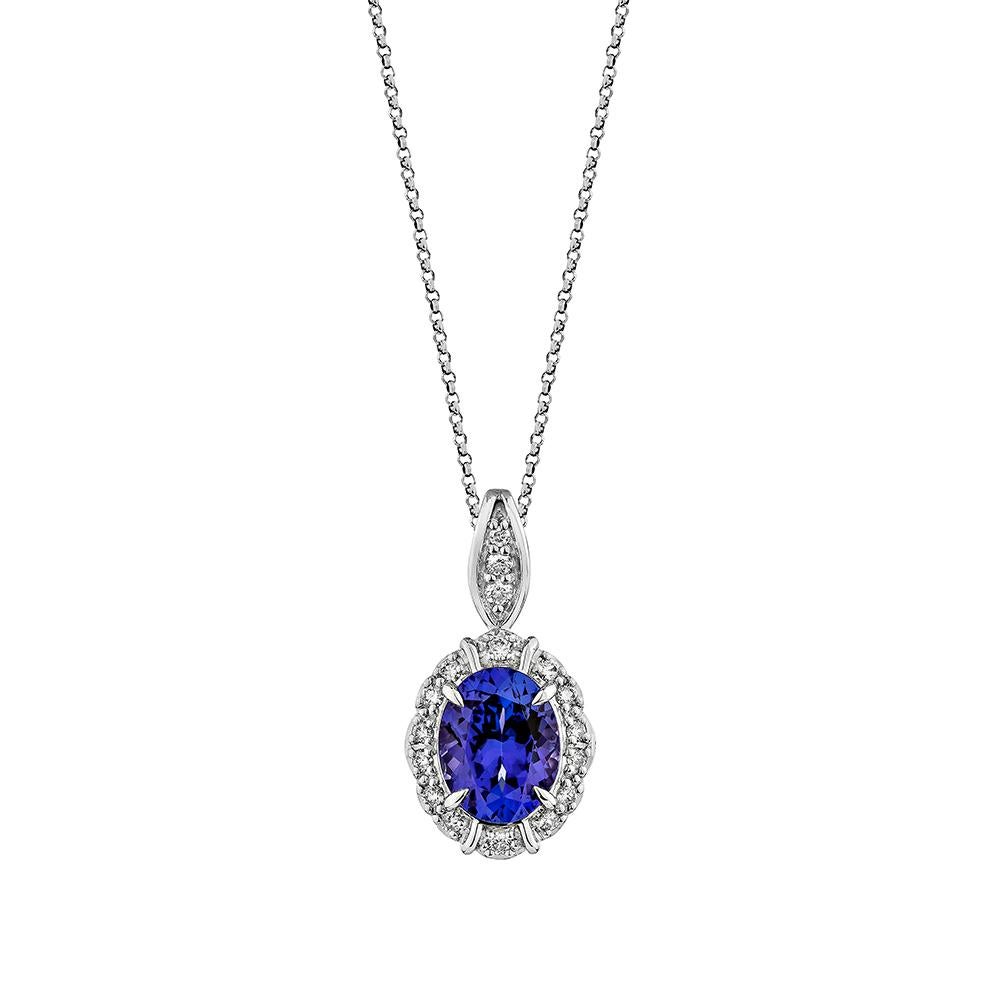 This collection features a selection of the most tantalizing Tanzanite. Uniquely designed with rounds diamonds. The rich purple-blue hues of this gemstone with diamonds set in white gold to present a rich and regal look.
  
Tanzanite Pendant in