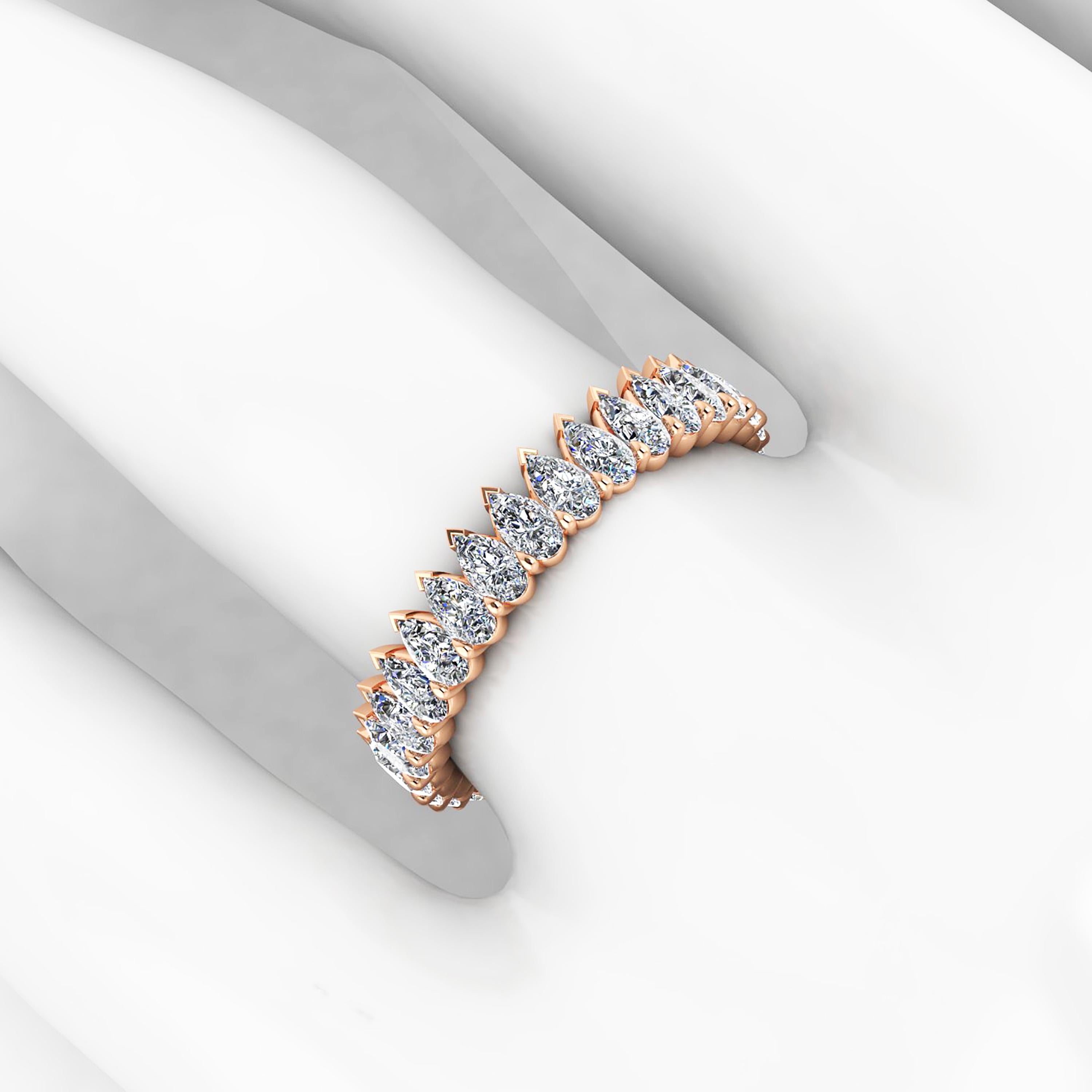 Anneau d'éternité en or rose 18 carats avec diamants blancs taille poire de 1,90 carat Unisexe en vente
