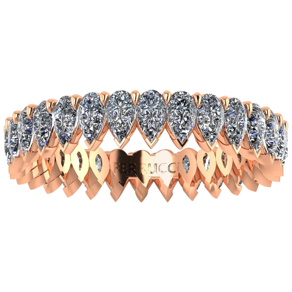 Anneau d'éternité en or rose 18 carats avec diamants blancs taille poire de 1,90 carat