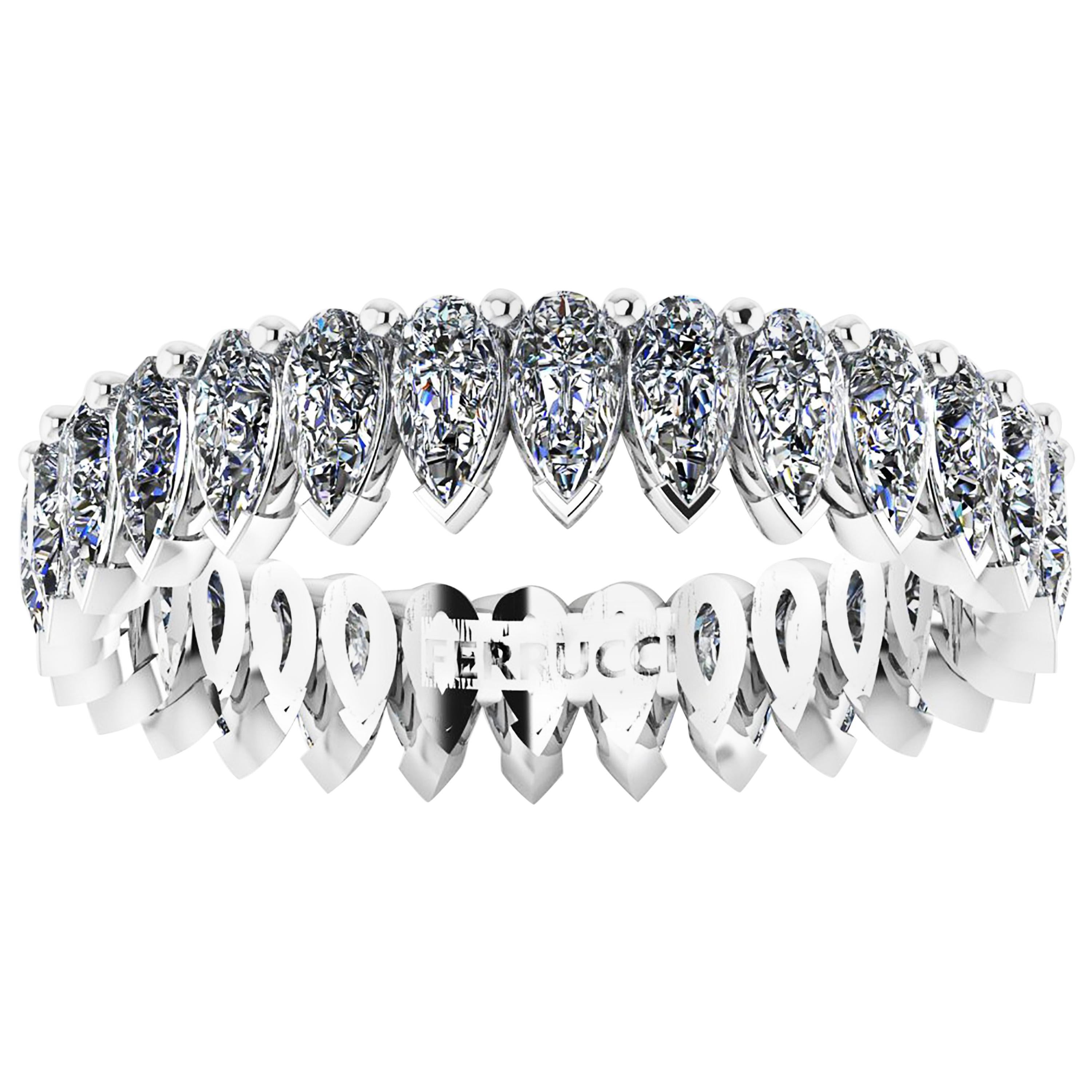 Anneau d'éternité en platine 950 avec diamants blancs en forme de poire de 1,90 carat