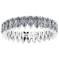 Anneau d'éternité en platine 950 avec diamants blancs en forme de poire de 1,90 carat
