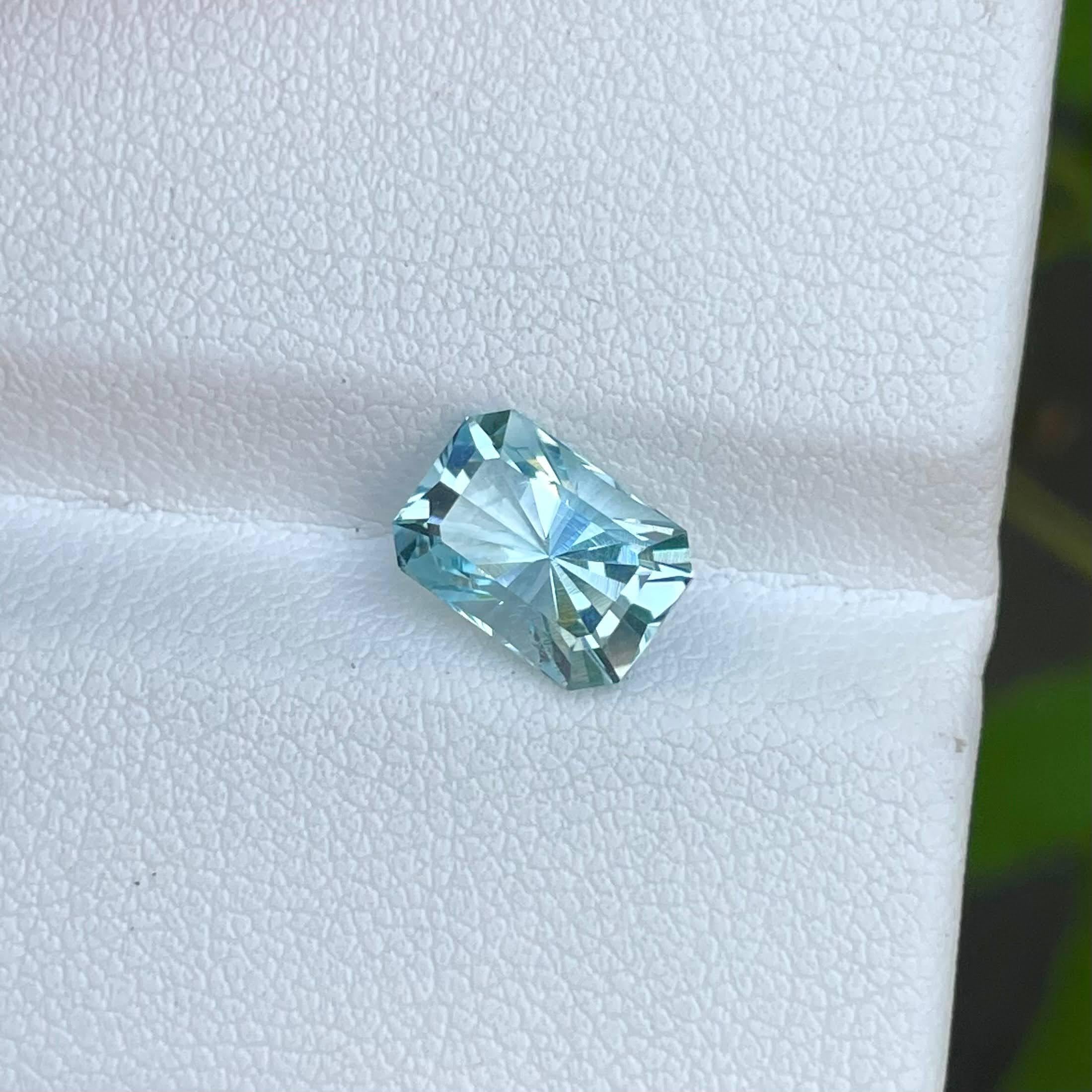 Weight 1.90 carats 
Dim 8.8x6.2x5.5 mm
Clarity Eye Clean
Treatment None
Origin Madagascar
Shape Octagon
Cut Radiant




A resplendent 1.90-carat Blue Aquamarine takes center stage with its radiant cut, showcasing the impeccable craftsmanship of