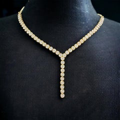 1.90 Carats F/VS1 Round Brilliant Diamonds Bezel Tennis Necklace 14K Yellow Gold