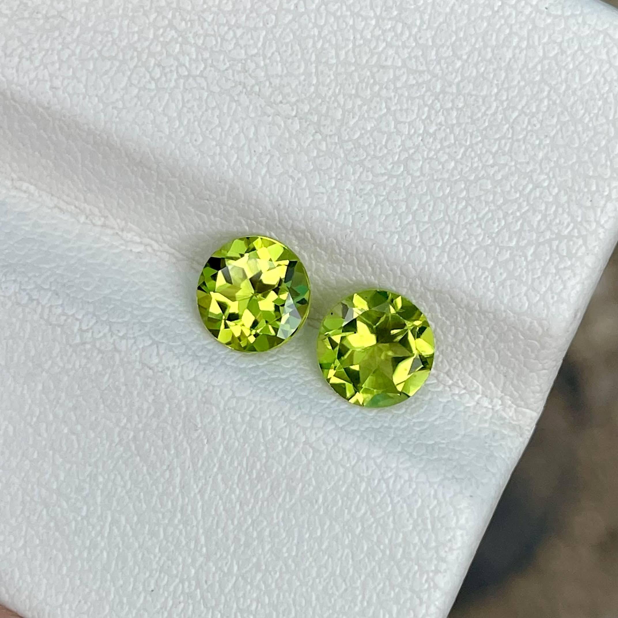 Weight 1.90 carats 
Dimensions 6.0x6.0x4.0 mm
Treatment none 
Origin Pakistan 
Clarity eye clean 
piece 3




Behold the exquisite allure of this Green Peridot Pair, a dazzling manifestation of nature's beauty hailing from the rich gemstone deposits