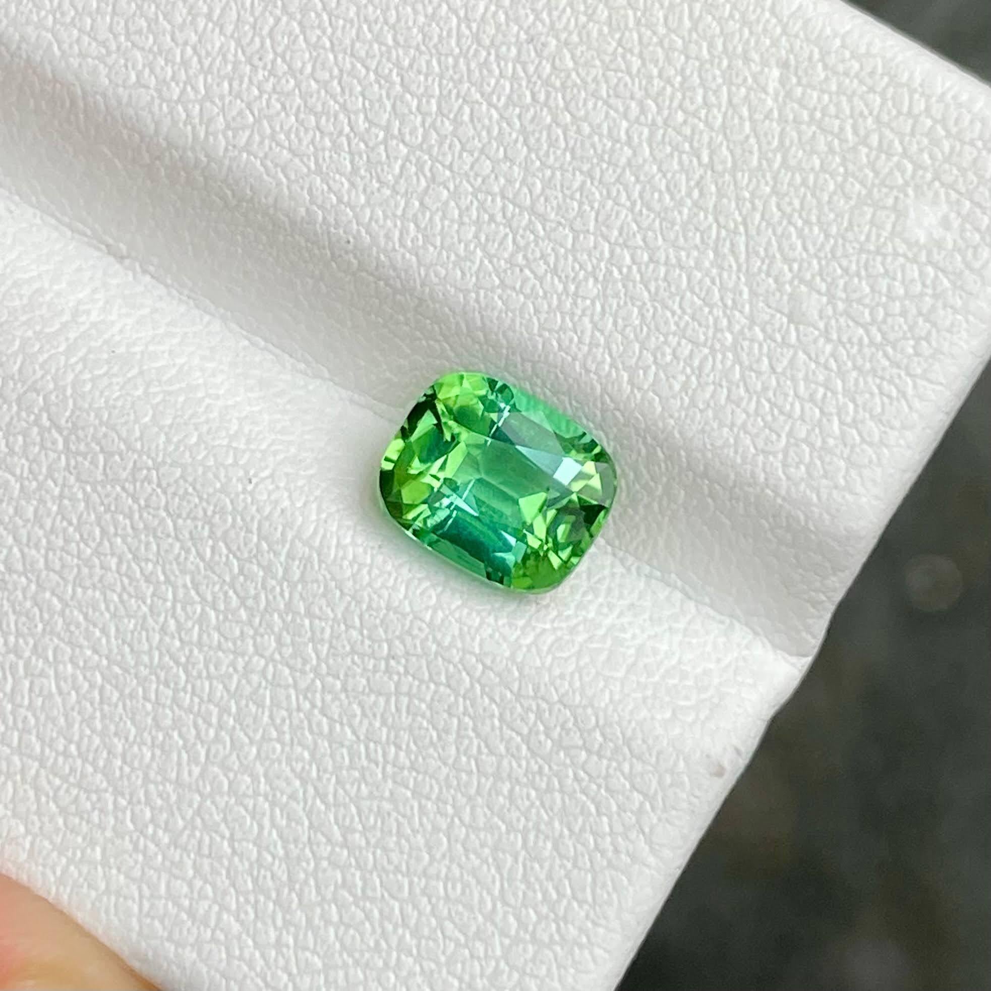 Women's or Men's 1.90 carats Greenish Blue Tourmaline Step Cushion Cut Natural Afghani Gemstone For Sale