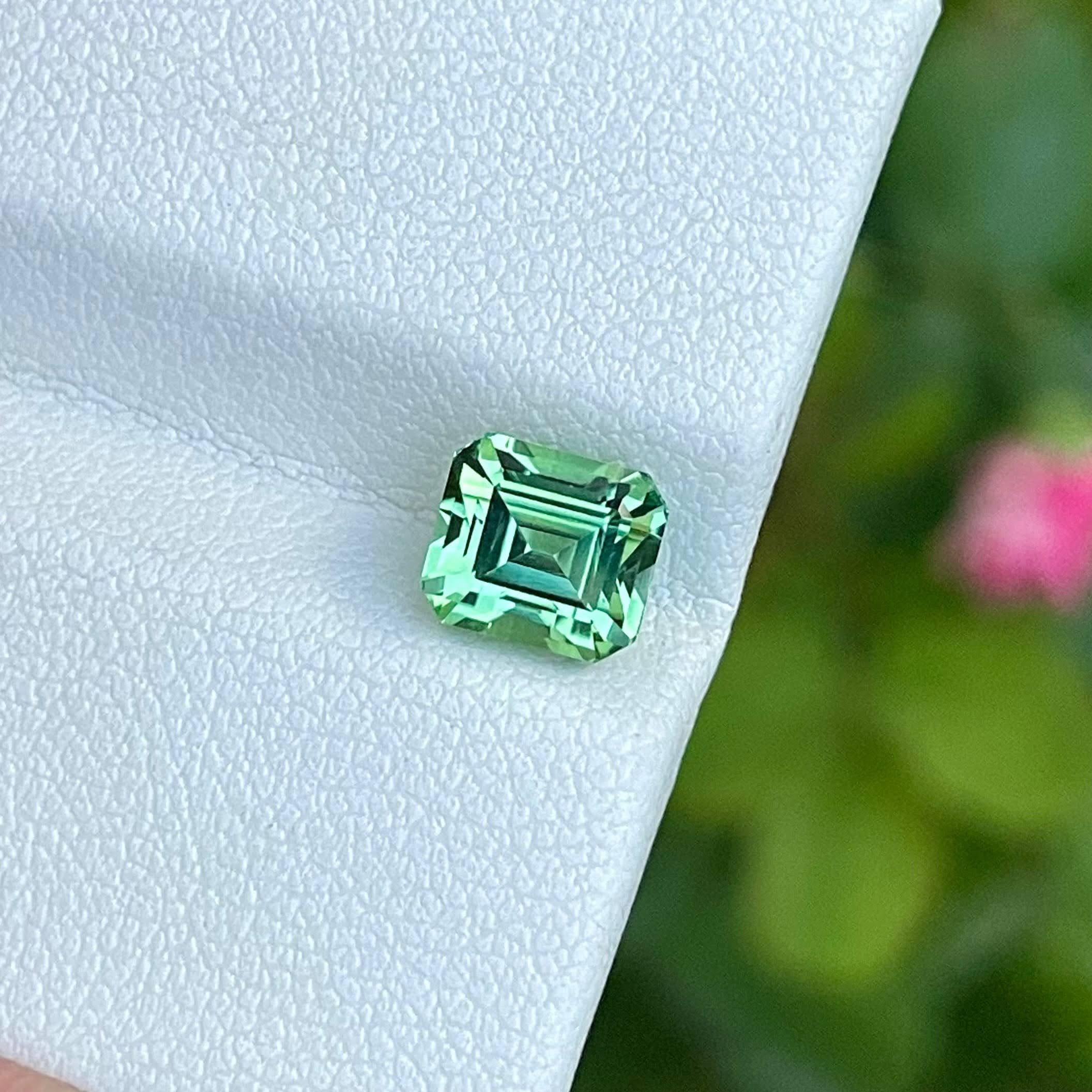 Modern 1.90 Carats Mint Green Tourmaline Stone Emerald Cut Afghanistan Gemstone For Sale