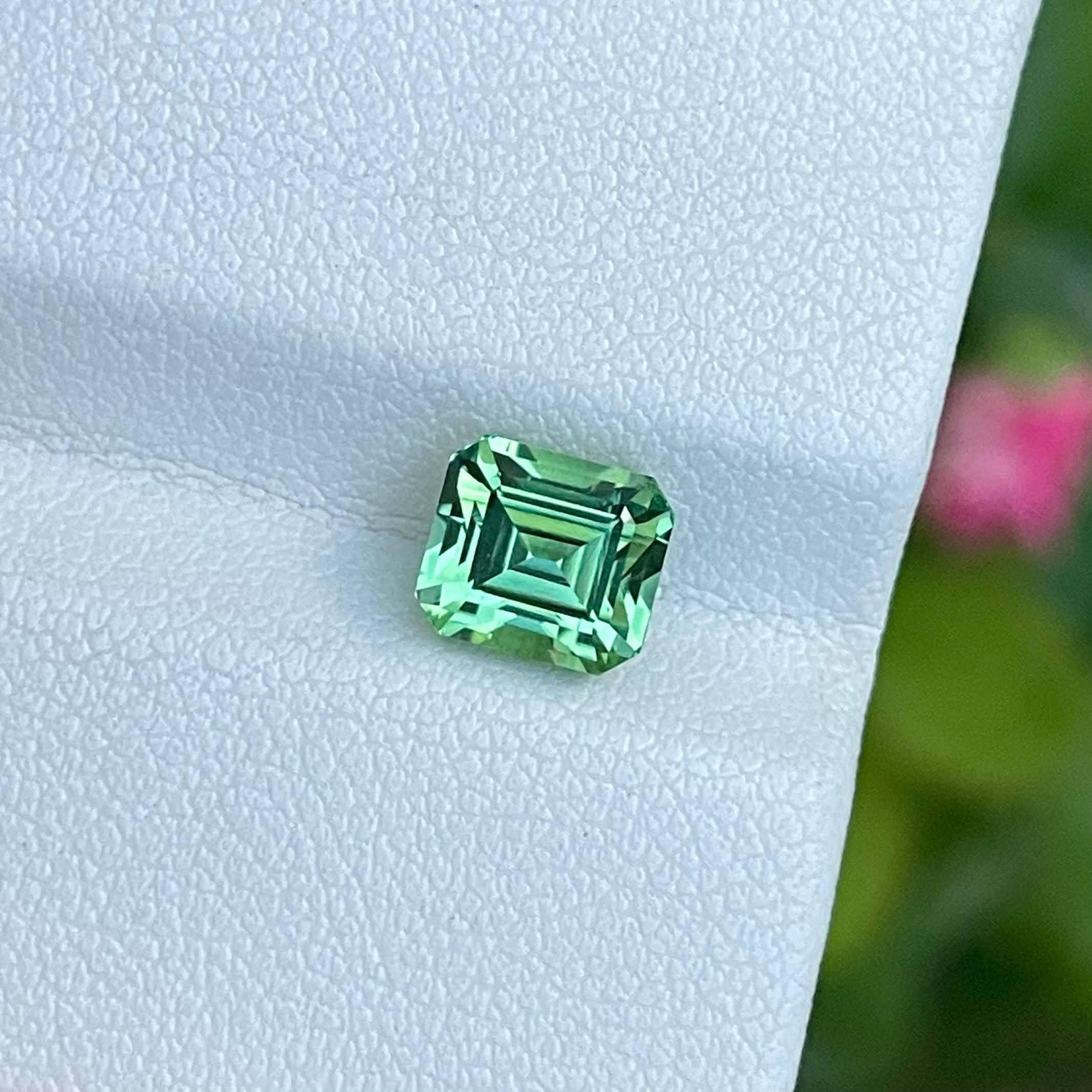 1.90 Carats Mint Green Tourmaline Stone Emerald Cut Afghanistan Gemstone In New Condition For Sale In Bangkok, TH