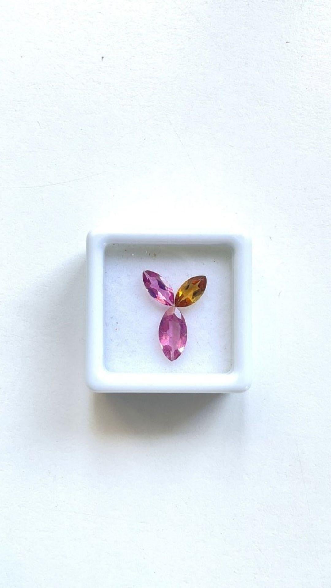 Piedra preciosa - Turmalina
Peso: 1,90 quilates
Forma - Marquesa
Tamaño - 8x4 a 10x5 mm
Piezas - 3