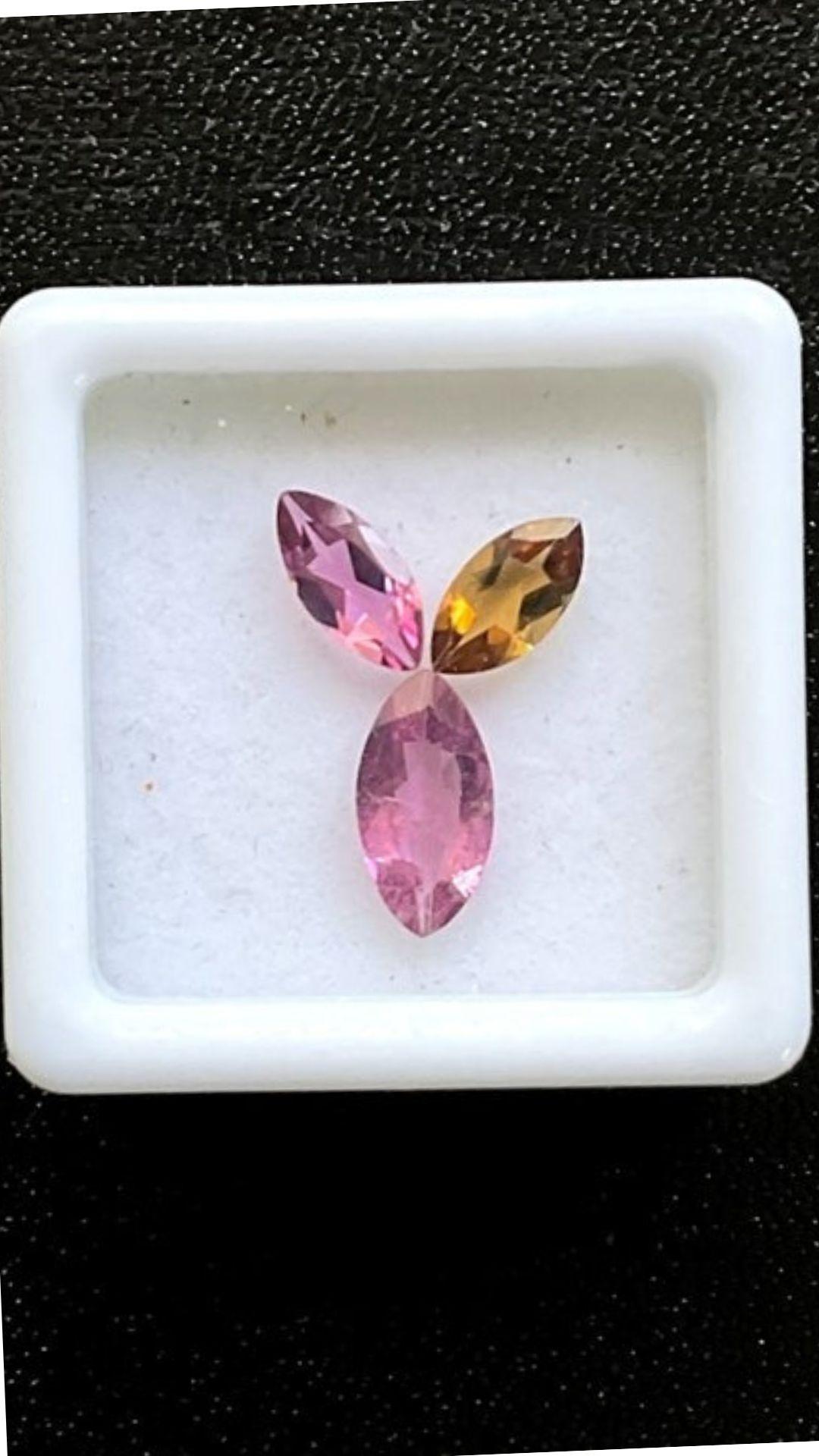 1.90 Carats Mix Matched Tourmaline Pair, Pink Tourmaline Marquise Cut Stones For Sale 1