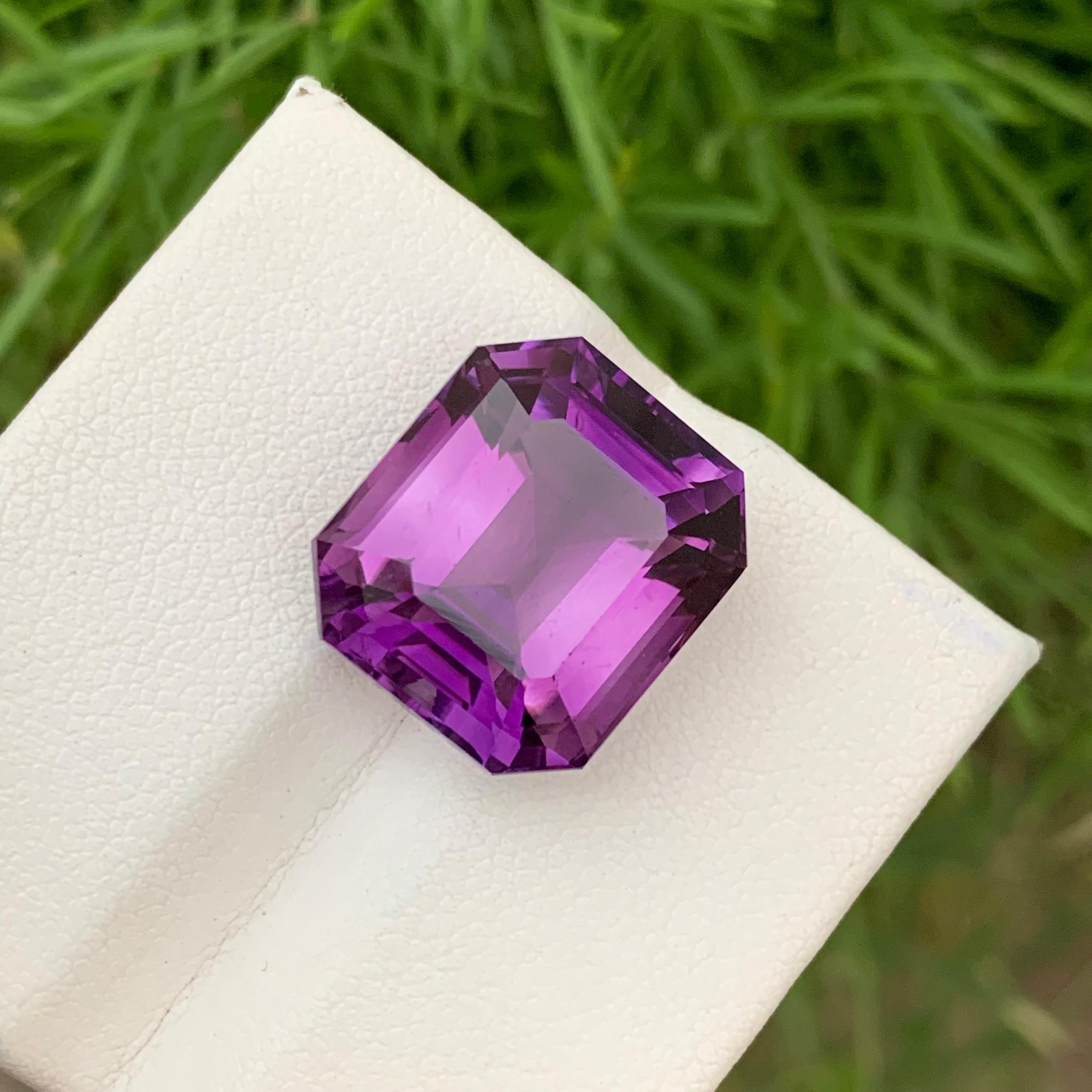 Loose Amethyst 
Weight: 19 Carats 
Dimension: 16.9x14.8x11.4 Mm
Origin; Brazil
Shape: Emerald 
Color: Purple
Treatment: Non
Amethyst is a stunning purple gemstone that has captivated people for centuries with its mesmerizing beauty. Its name is