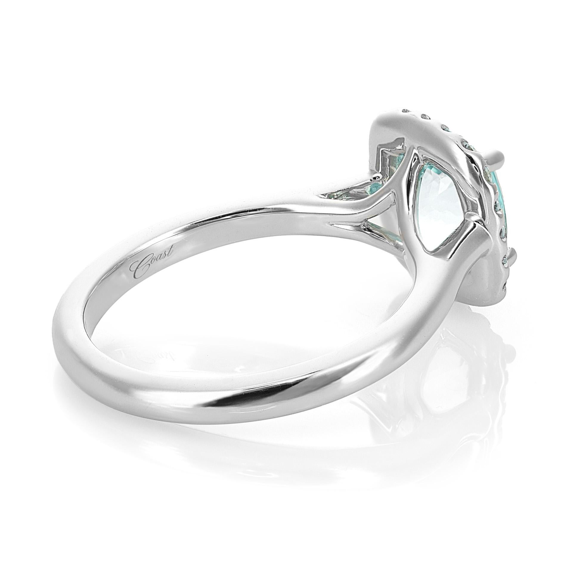Mixed Cut 1.90 Carats Paraiba Tourmaline Diamonds set in 14K White Gold Ring For Sale