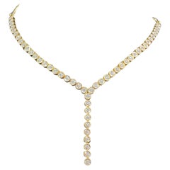 1.90 Carats Round Brilliant Cut Natural Diamonds Tennis Necklace 14K Yellow Gold