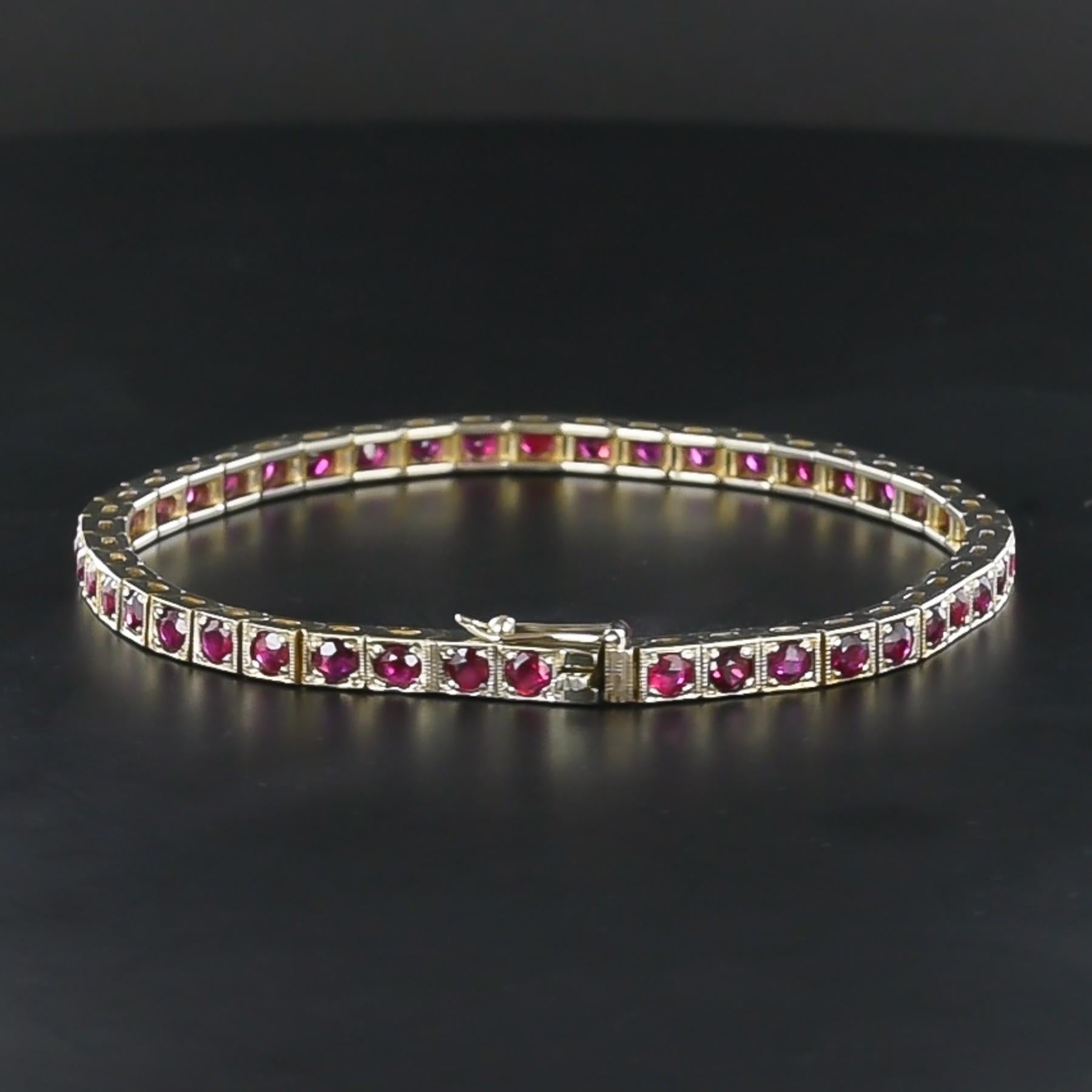 1.90 Carats Ruby and White Gold Tennis Link Bracelet, 1960s 5