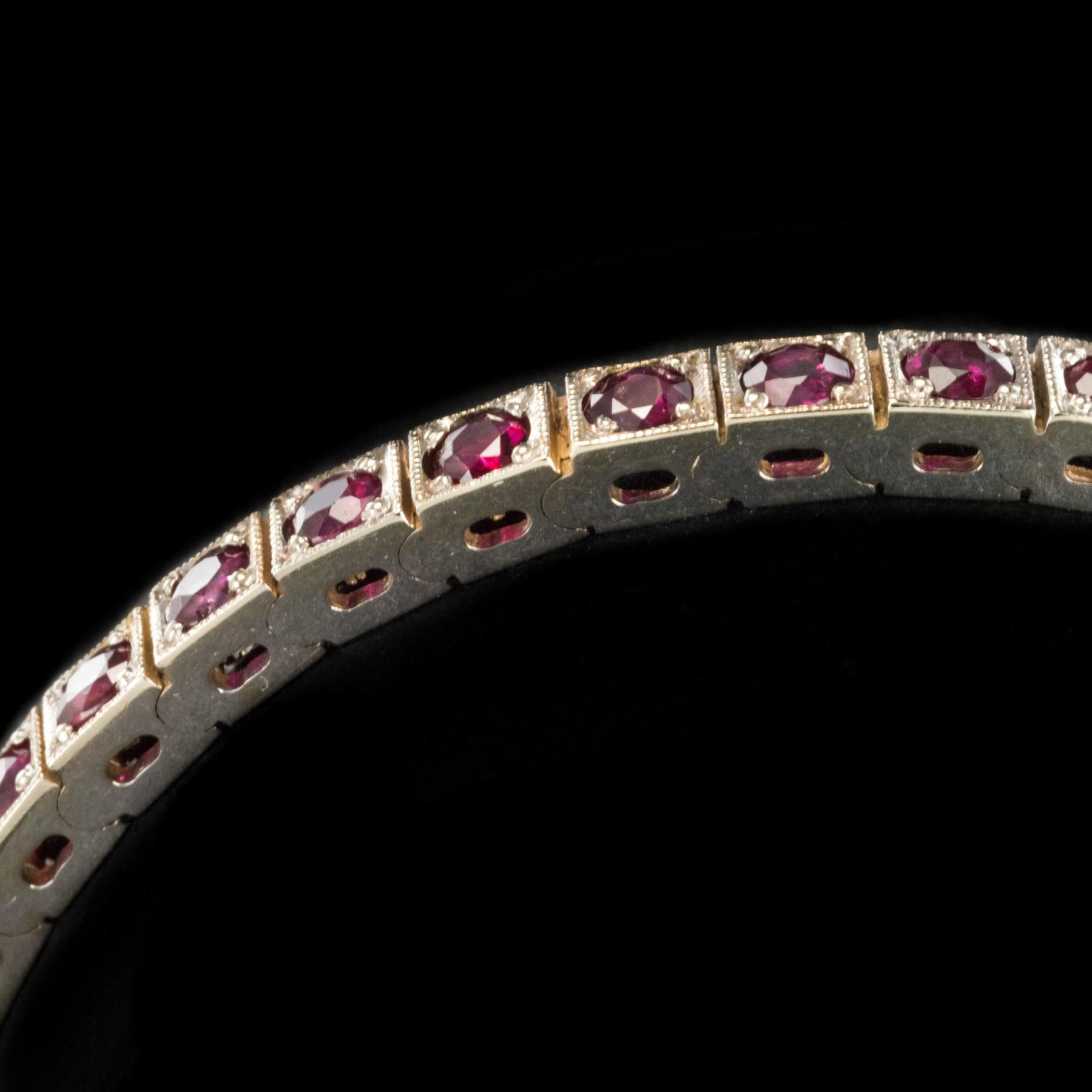 1.90 Carats Ruby and White Gold Tennis Link Bracelet, 1960s 1