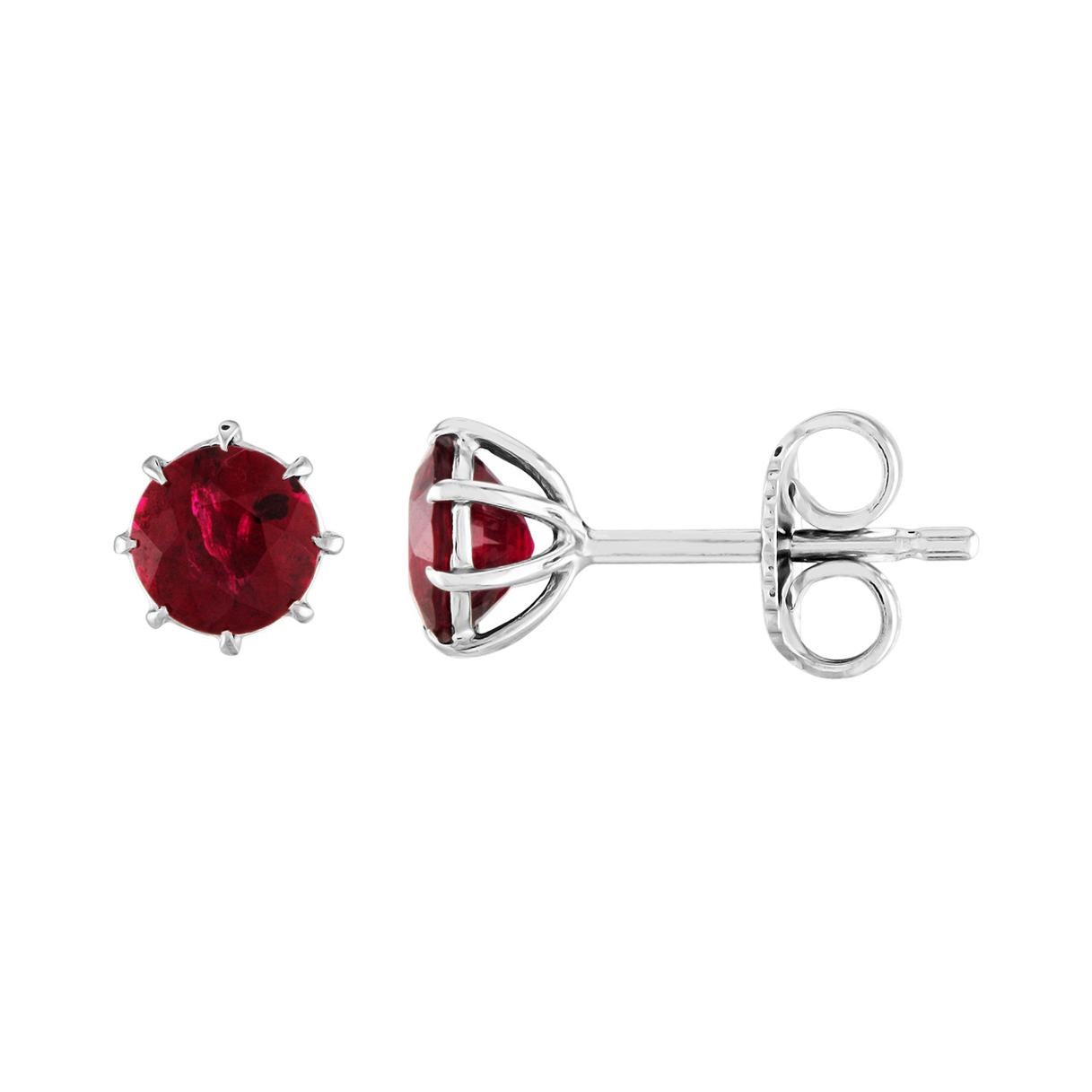 IGI Certified Fine Deep Red Burma Ruby 0.68 Carat Gold Earring Studs at